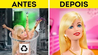 Transformação da Barbie! 😍🤩 Truques e artesanatos para fazer bonecas Barbie 🌈