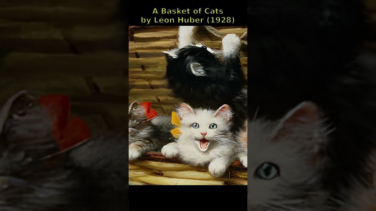 Basket of Cats by Léon Huber (1928) 