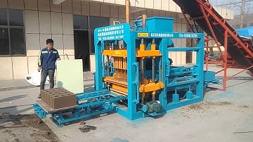 Test QT4-18 hydraulic press concrete block machine for fuda machinery client with PLC cotrol
