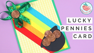  St. Patrick's Day Crafts Card DIY - Lucky Pennies, Washi Tape Rainbow & 4 Leaf Clover / Shamrock