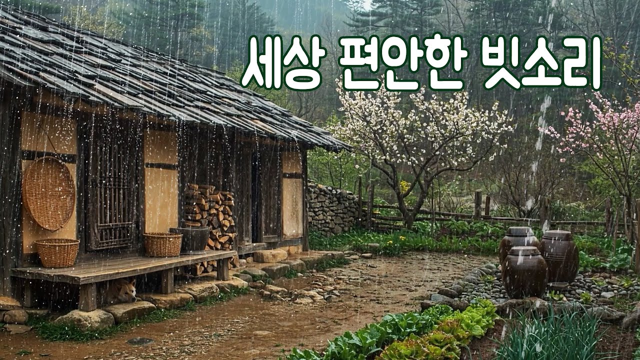 세상 편안한 산골 너와집 빗소리 ｜복잡한 마음을 안정시키는 불면증 극복 백색소음 ASMR