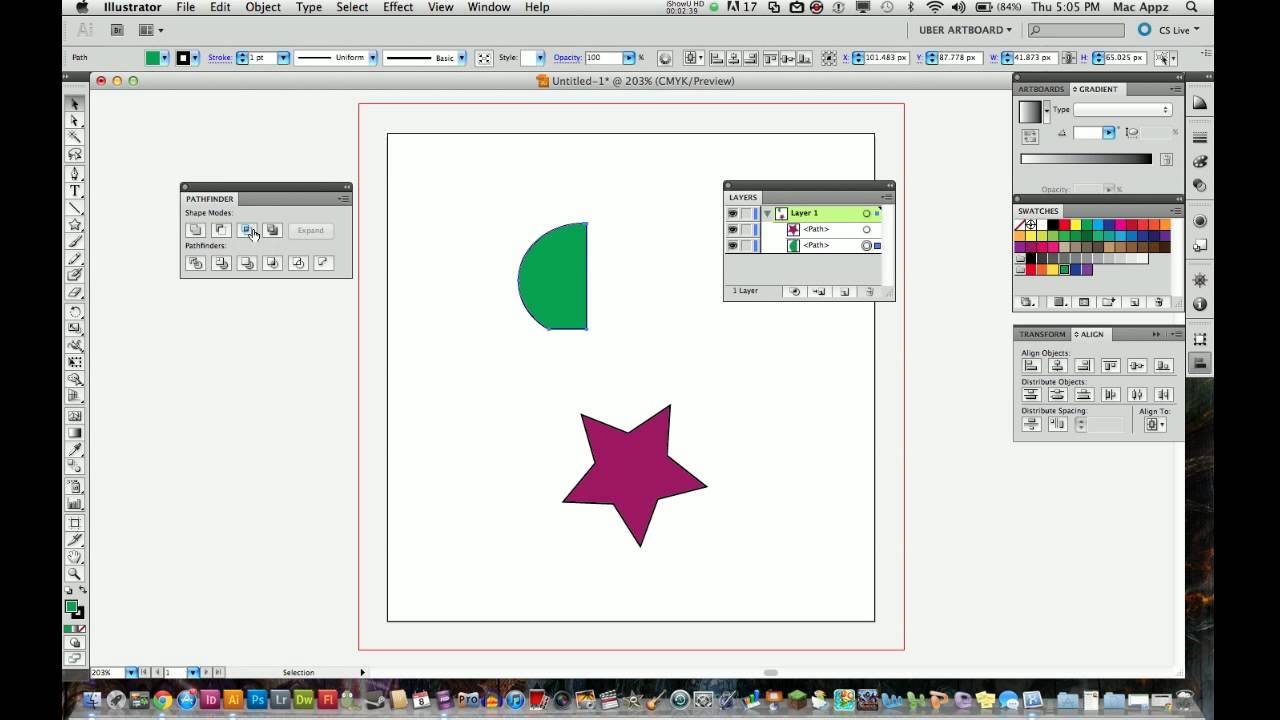 Adobe Illustrator Cs5 Tutorial How To Use The Pathfinder Tool Youtube