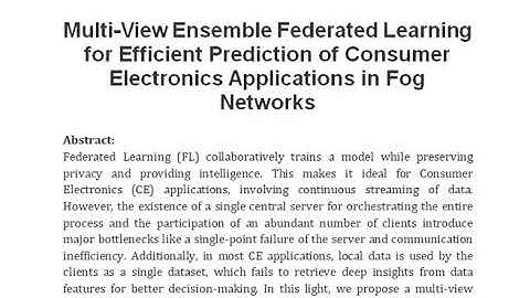 Multi View Ensemble Federated Learning for Efficient Prediction of Consumer Electronics Applications