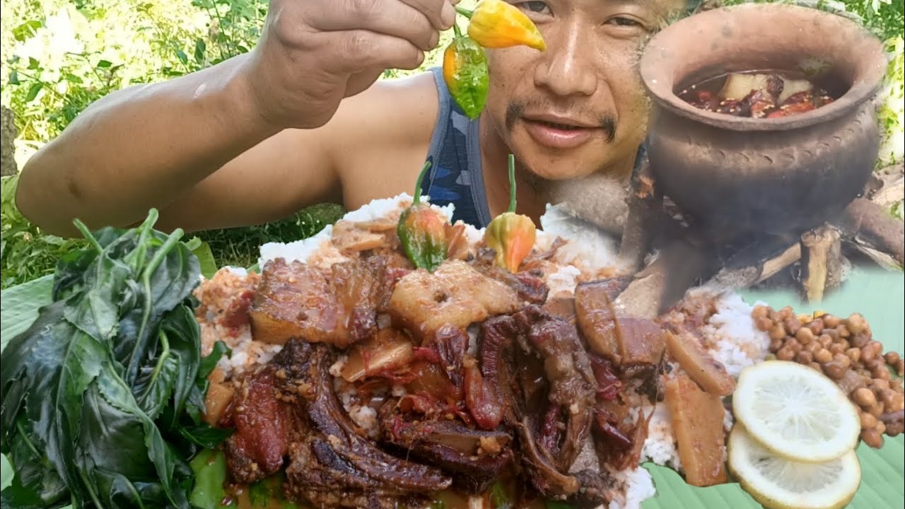 Melt in mouth Smoke Pork cook with Axone and bamboo shoots. Naga ...