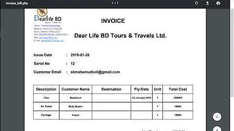 How to create pdf invoice in php