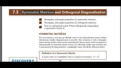 Symmetric Matrices and orthogonal Diagonalization