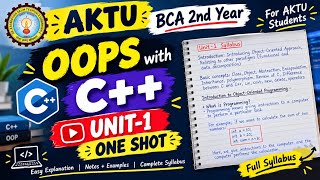 OOPS with C++ UNIT-1 ONE SHOT 🔥 | BBC301 | BCA 2nd Year | AKTU Complete Syllabus  #bca #aktu