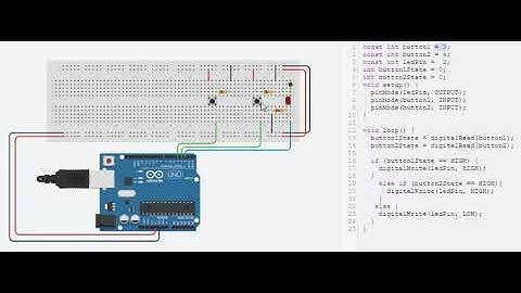 Video recording of one LED controlled by two push buttons using Arduino