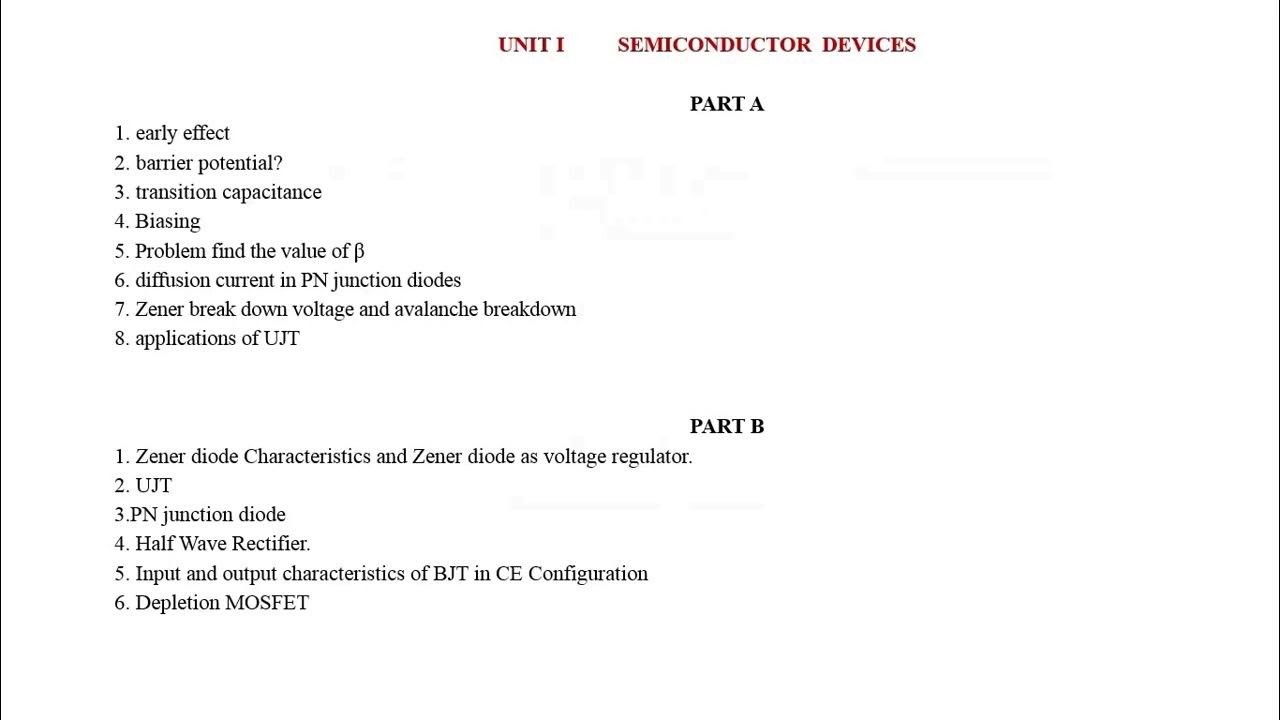 EC3353 ELECTRONIC DEVICES AND CIRCUITS UNITI IMPORTANT QUESTIONS