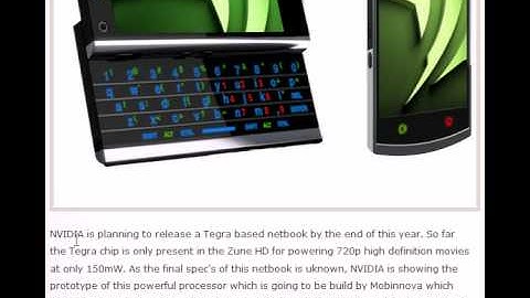 NVIDIA To Release Tegra Based Netbook November This Year