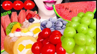 ASMR PETIT CAKE, JUICY FRUITS, GRAPES, WATERMELON, BLUEBERRY 쁘띠 케이크, 샤인머스캣, 애플 수박 먹방 EATING SOUNDS