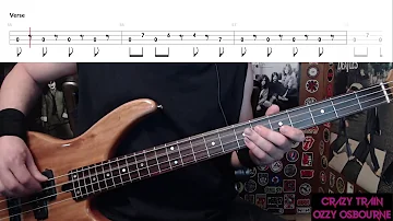 Crazy Train by Ozzy Osbourne - Bass Cover with Tabs Play-Along