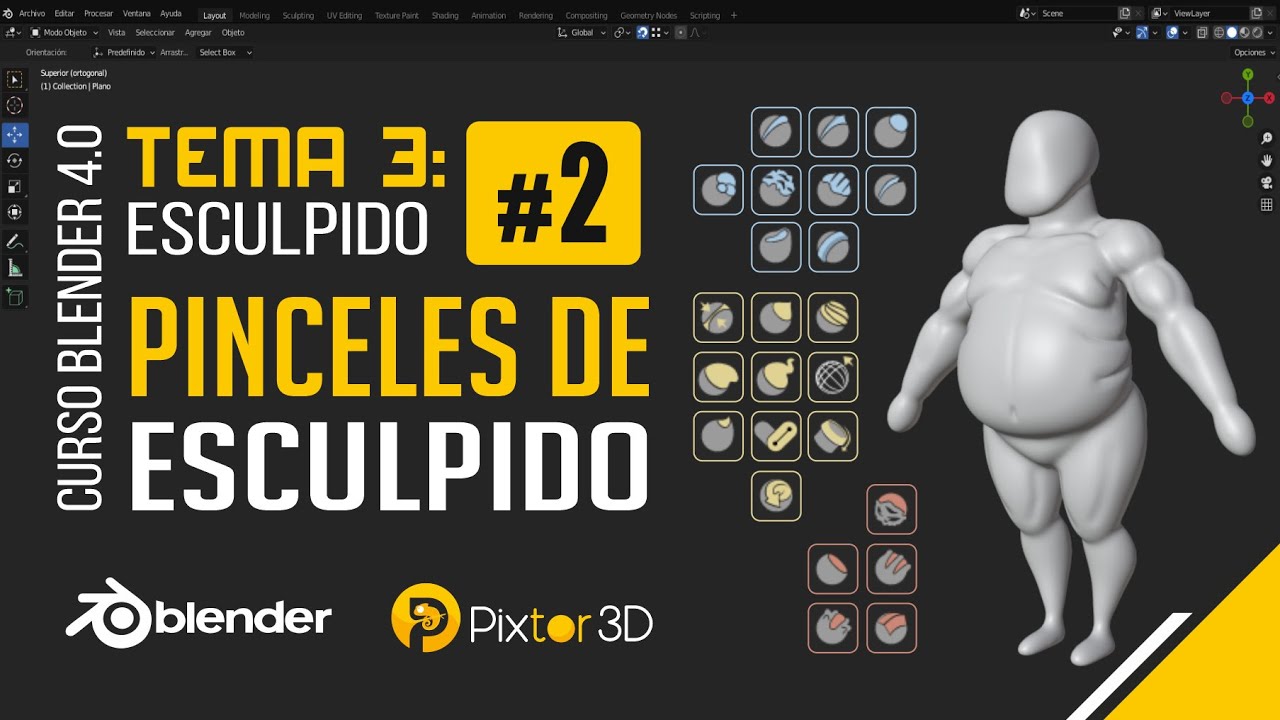 Blender tema 3 clase 2 - Pinceles de esculpido - YouTube