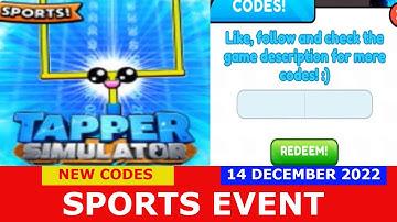 NEW UPDATE CODES [SPORTS!] ALL CODES! Tapper Simulator! ROBLOX | December 14, 2022
