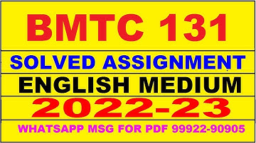 bmtc 131 solved assignment 2022-23 in english | bmtc 131 solved assignment 2022-23 | bmtc 131 2023