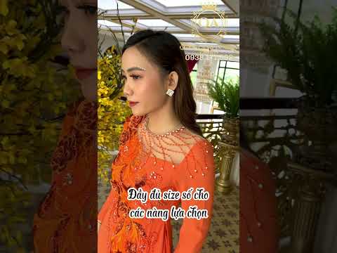 Áo Dài Dạ Hội Trung Niên Che Khuyết Điểm Đám Cưới Cam Tươi Nelly Dress  - Quỳnh Anh Luxury Fashion