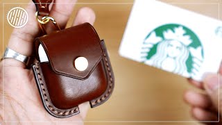 I made Airpods Leather Case using Starbucks card | ASMR