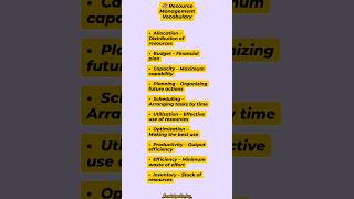 Essential Resource Management Terms 📚 #resourcemanagement #vocabulary #knowledgeispower #shorts