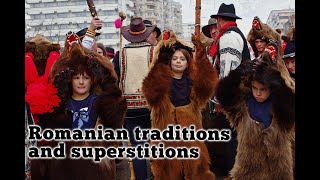 People dressed as bears. Romanian traditions for Christmas and New Year.