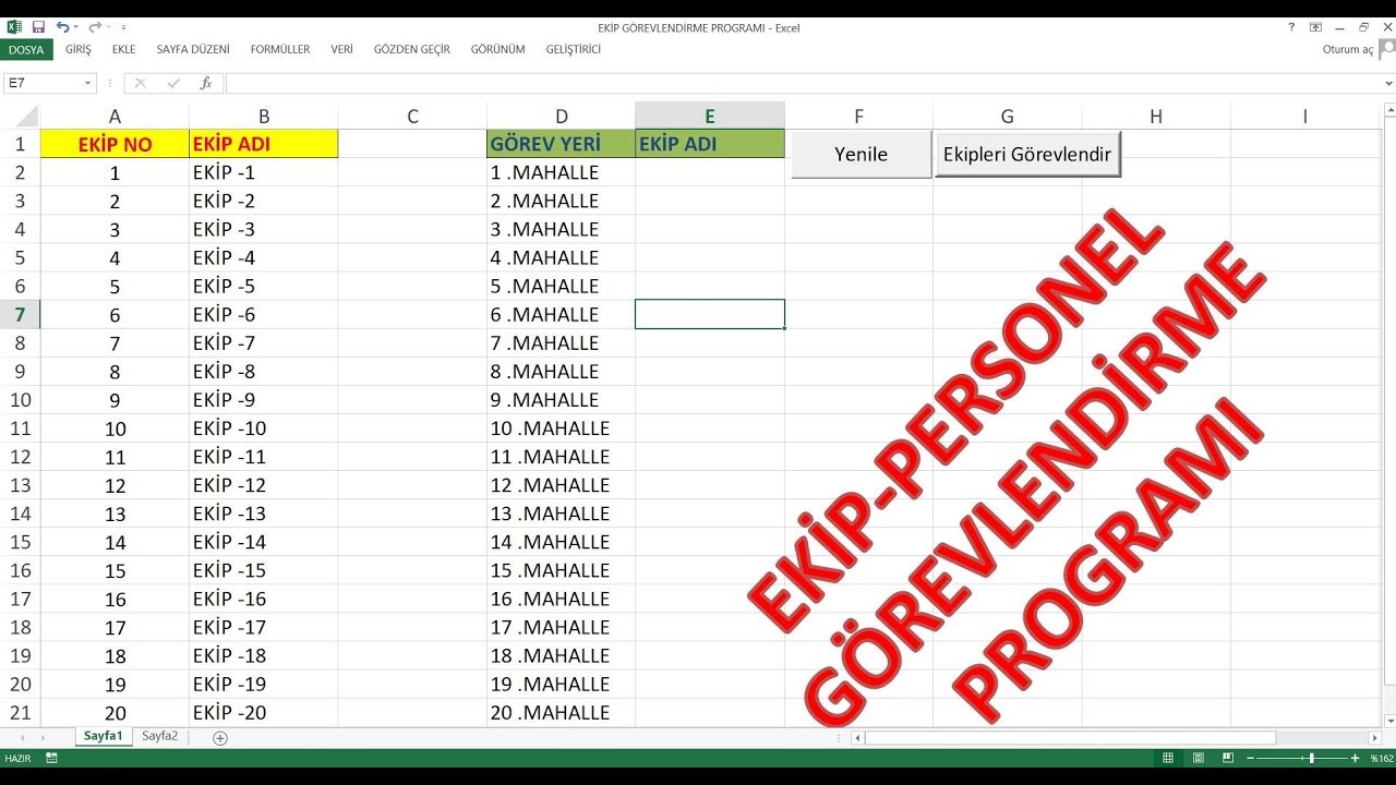 EXCEL RANDOM OLARAK PERSONEL G REV YER BEL RLEME PROGRAMI YouTube