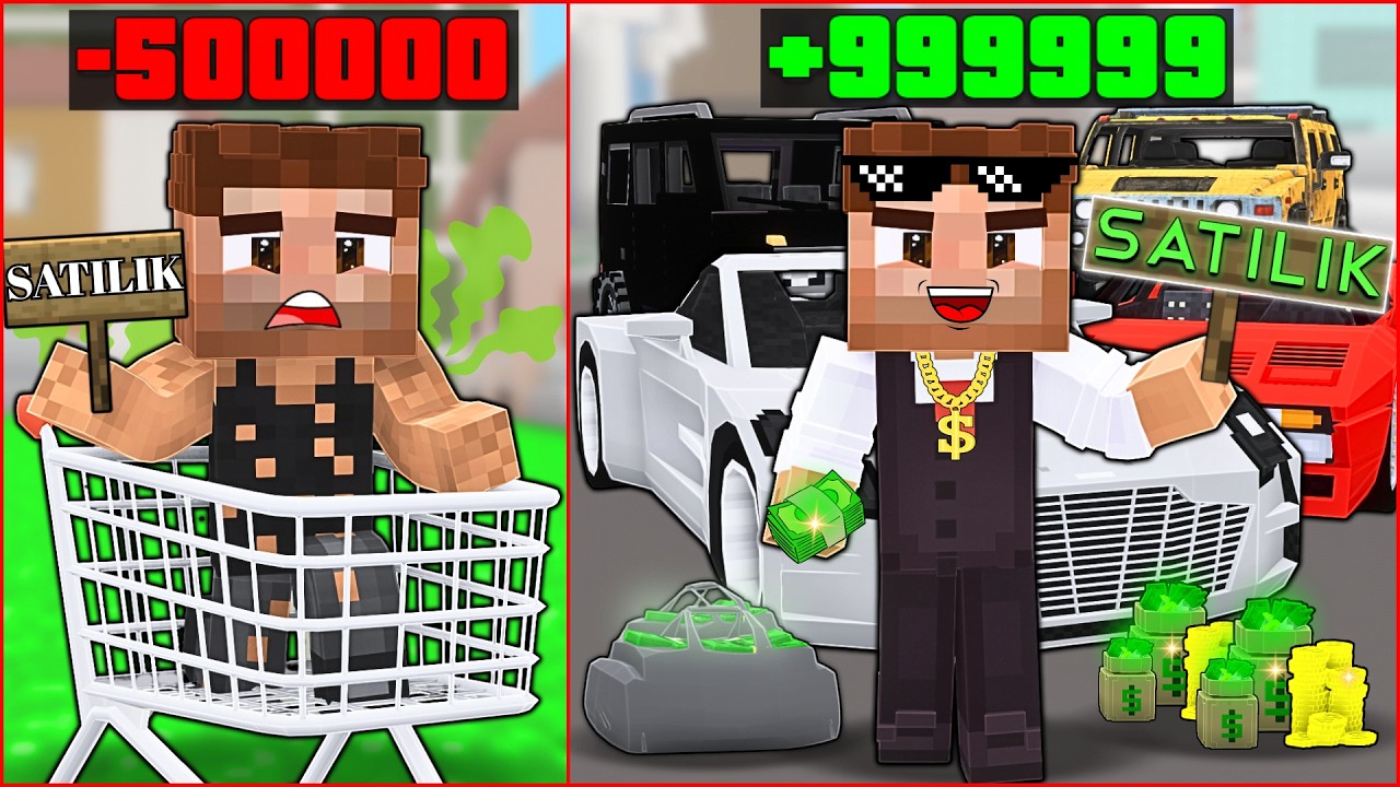FAKİRLİKTEN MİLYONERLİĞE ARABA GALERİCİSİ ALİ'NİN HAYATI! 😱 -Minecraft