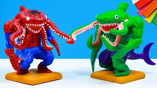 How to make shark man mod Superhero Hulk, Spider man and Captain America, Ironman with clay