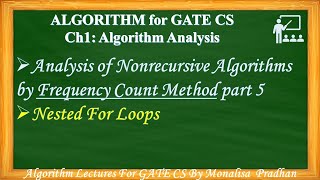 Ch 1.15:Analysis of Nonrecursive Algorithms(For Loop) by Frequency Count Method part 4