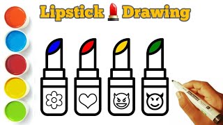 How to draw lipstick 💄 for children, toddlers | Makeup drawing easy