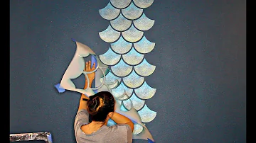 How to Stencil a Mermaid Fish Scales Wall - Painting a Feature Wall with Wall Stencils