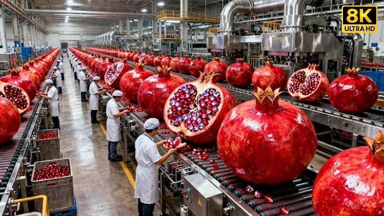 Inside One of the World’s Most Advanced Pomegranate Factories: From Fruit to Juice (Full Process)