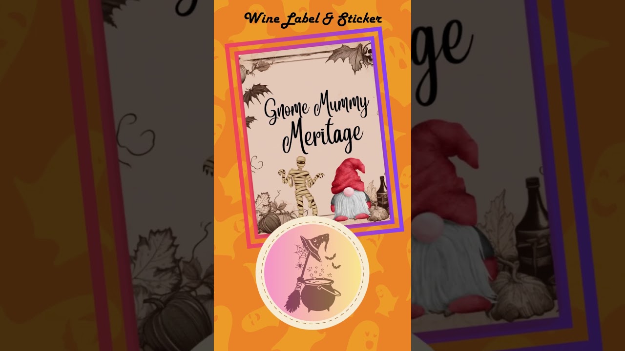 Midjourney Art Gnome Halloween Wine Labels and Stickers