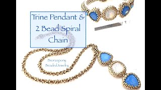 Crystal Trine Pendant & 2 Bead Spiral Chain