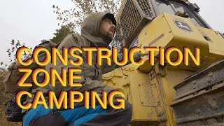 Rainy Day Stealth Camping in Active Construction Zone Construction Zone Stealth Camping