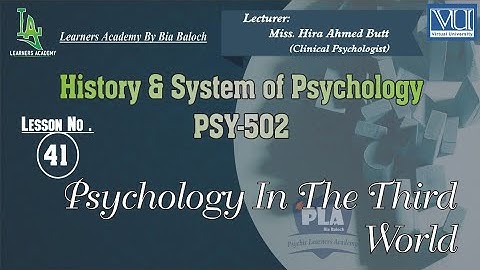 History and Systems of Psychology (PSY502) VU | Lecture No.41 | Learners Academy By Bia Baloch