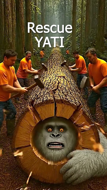 rescue yati by people rescue giant yai in wood trunk #animals #funny #shorts