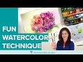 Fun Watercolor Technique Plastic Wrap (cling film)  Hydrangea Painting