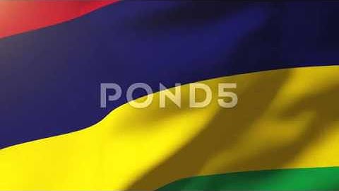 Mauritius Flag Waving In The Wind. Looping Sun Rises Style. Animation Loop