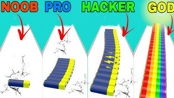 NOOB VS PRO VS HACKER VS GOD in Battery Run All levels|@playgame24dia