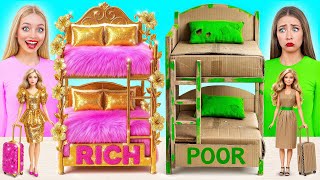 Metamorfoza Pokoju Lalki | Wyzwanie Karton vs Złoto vs Puszysty Multi DO Girls