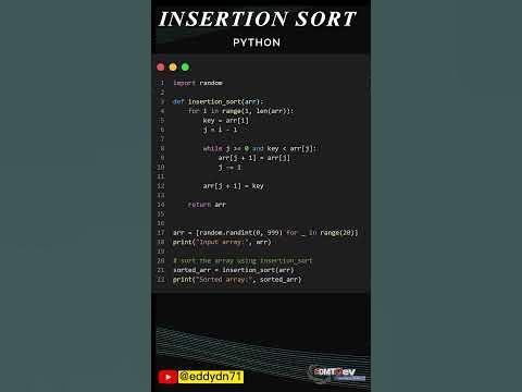 Python Short Code - Insertion Sort - YouTube