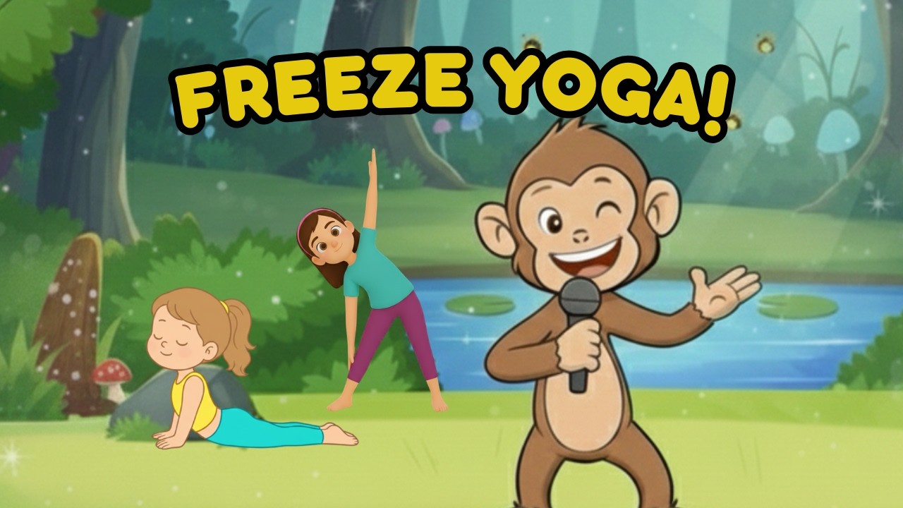 Замороженная йога-танец 🐵 | Разминка | Песенка про йогу для детей || Koko Joyland