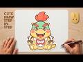How to Draw a Cute BOWSER JR. 🐢🔥 Easy Step by Step