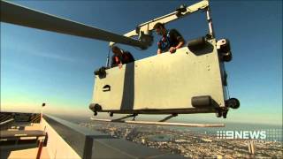 Vertimax Australia high rise window cleaners cleaning Eureka Tower by BMU