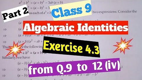 R D Sharma Class 9  Ex.4.3( part 2)    Chapter- 4 ( Algebraic Identities )