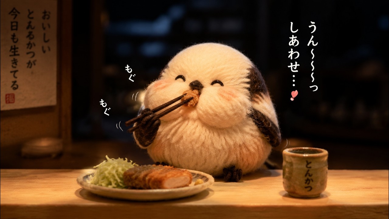 シマエナガちゃんのオルゴナイト❤やまさま♥専用です 睡眠用ASMR】残業でクタクタな夜。シマエナガちゃんが作る、サクサク極