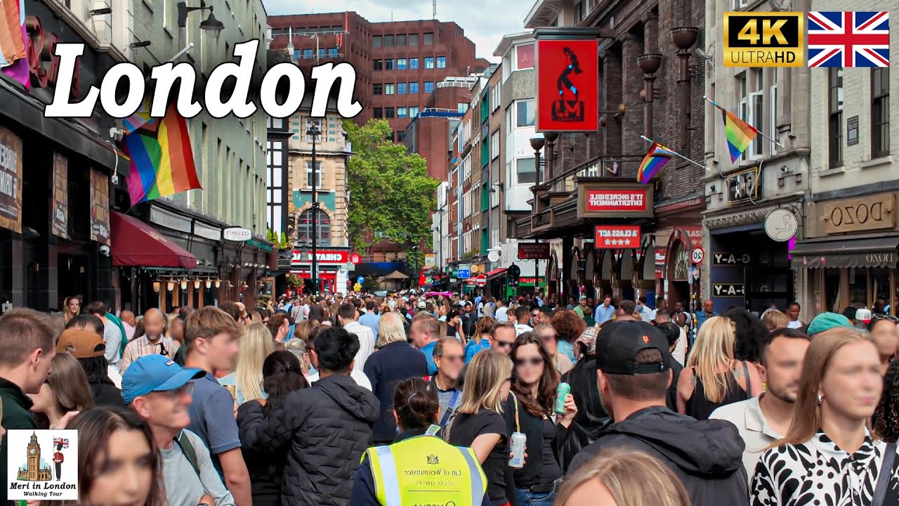 How Crowded is London in Summer Weekends? 4K HDR Walking Tour