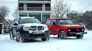 Lada Niva 4x4 vs. Dacia Duster and Audi Quattro in the Snow!