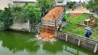 Download Lagu Start Opening a Perfectly Project! Landfill on Flooded Pond Using Skill Dozer D20P with 5Ton Truck MP3