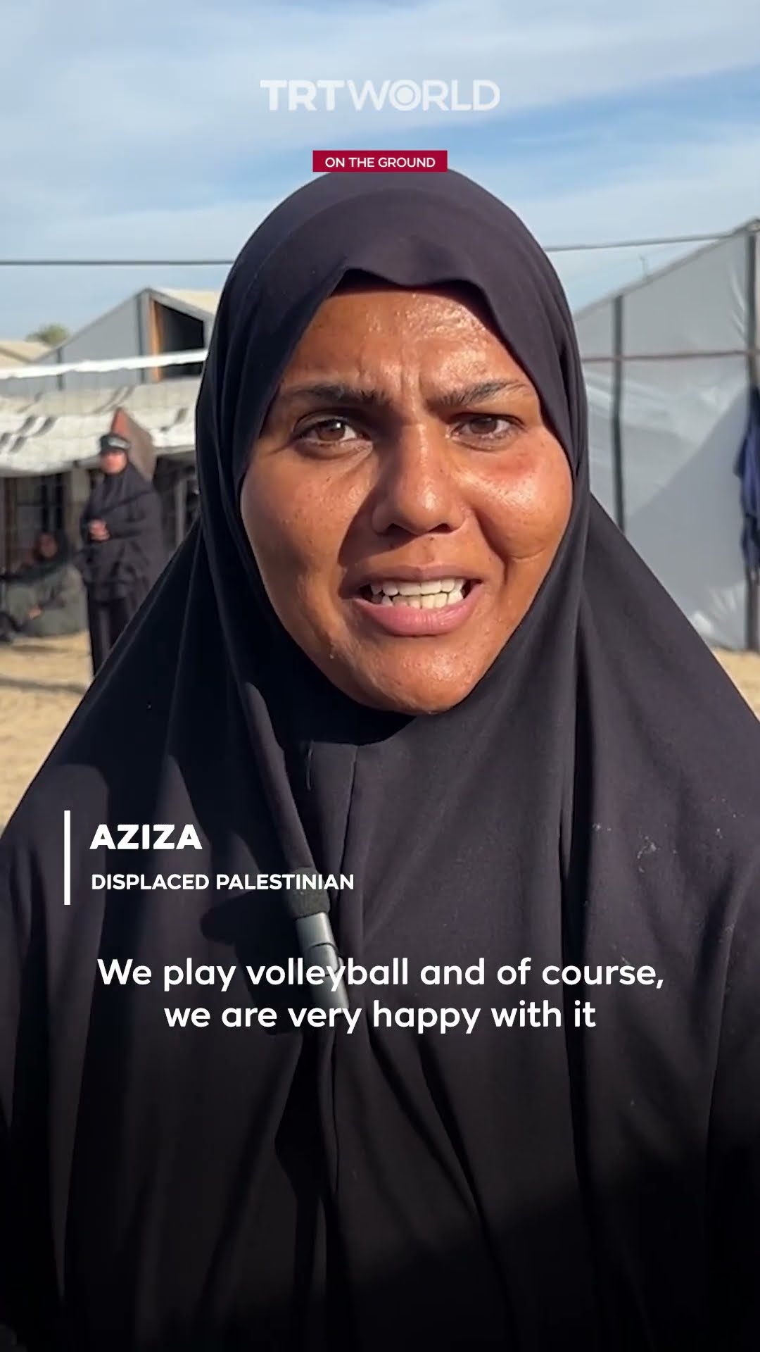 Displaced Palestinian women play volleyball amid Israeli attacks