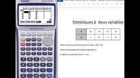 Tutoriel statistiques à deux variables calculatrice